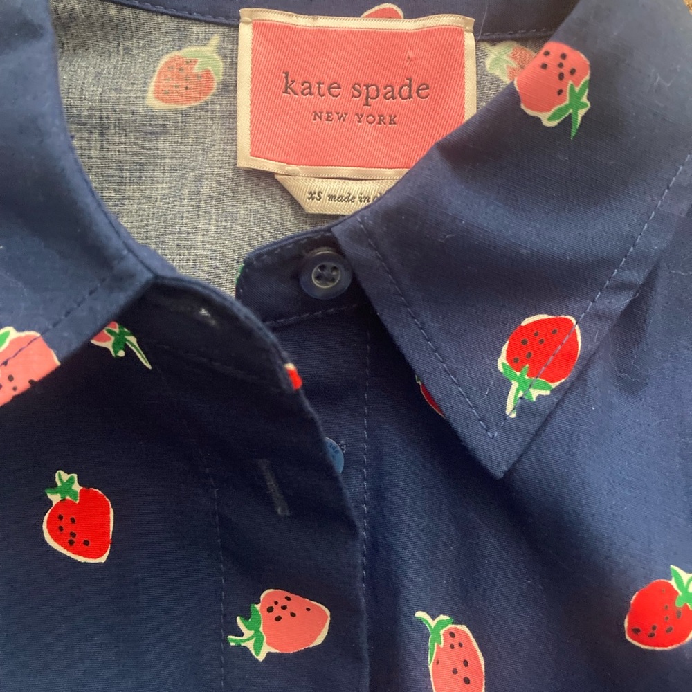 HP Kate Spade Tossed Strawberry Cotton Shirtdress - Picture 9 of 9